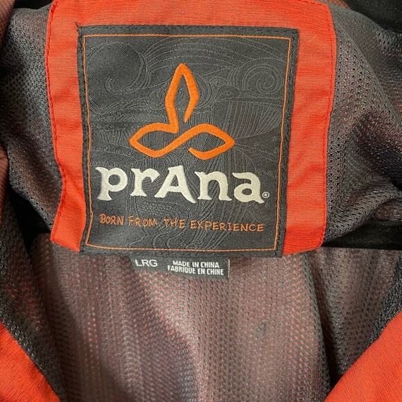 Prana hooded men's Dax jacket size large red fireball outdoors hiking - Picture 5 of 6